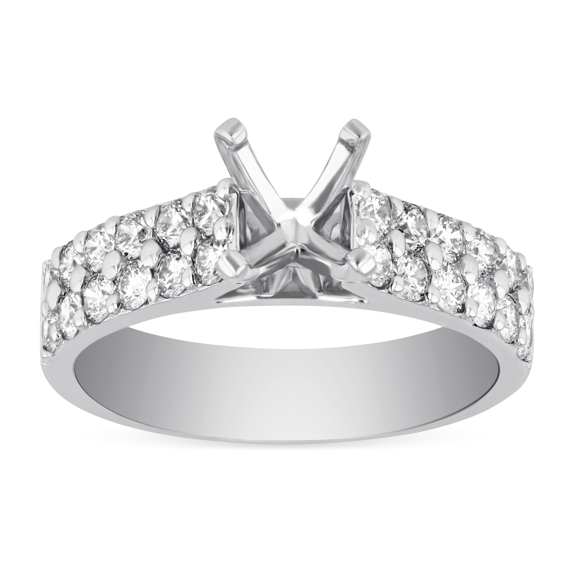 White Gold 2-Row Diamond Ring Setting