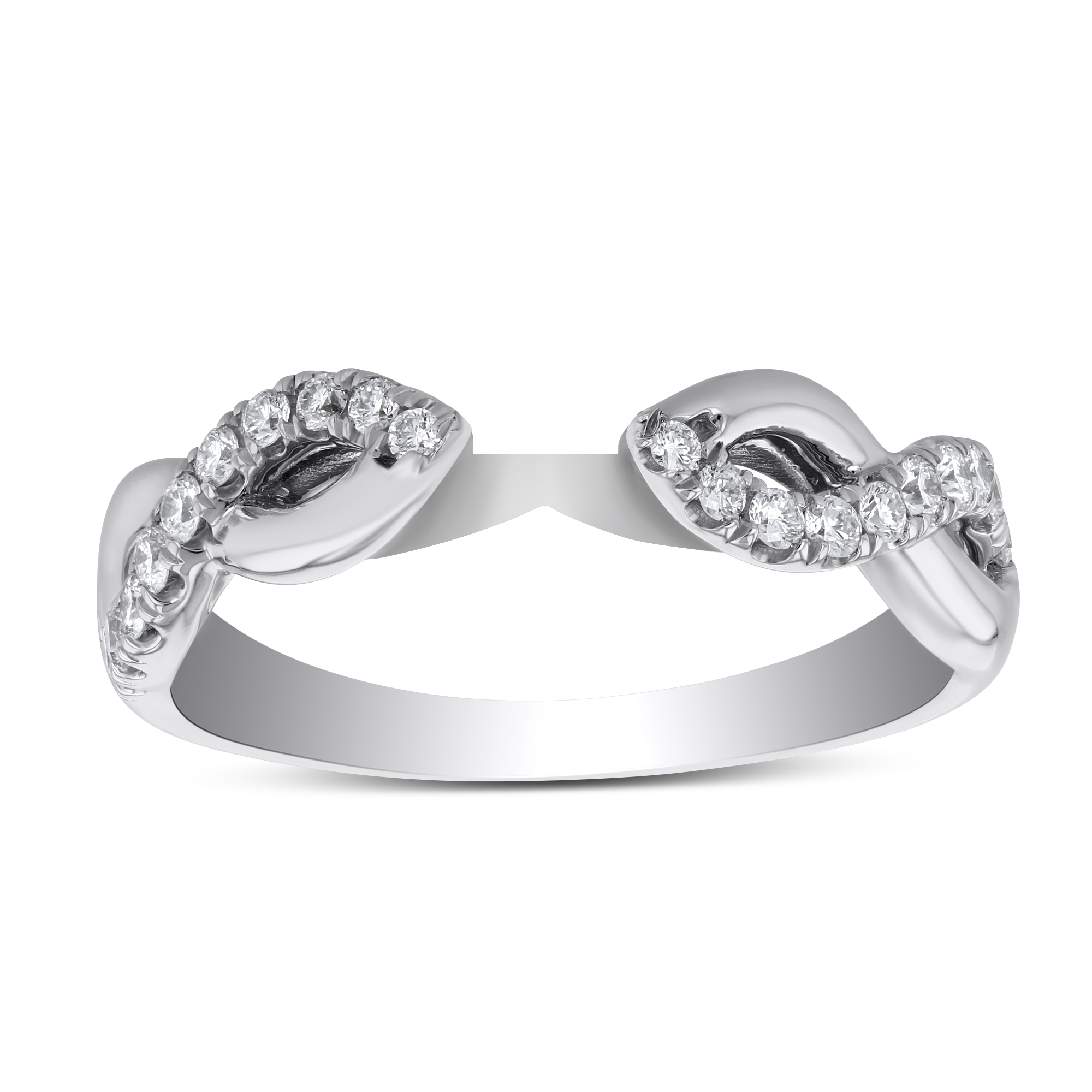 14K White Gold Diamond Twisted Shank Ring Setting