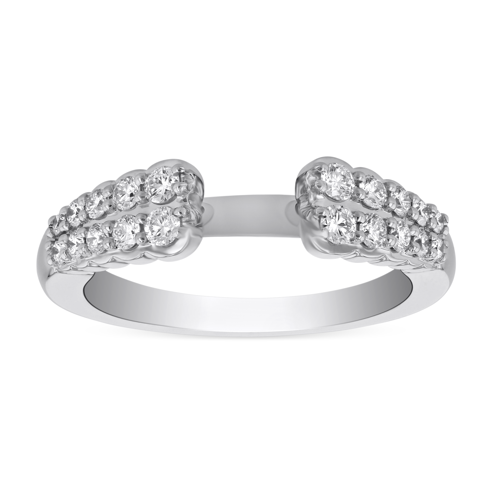 White Gold Two Row Diamond Ring Setting For 1.50ct Center Diamond