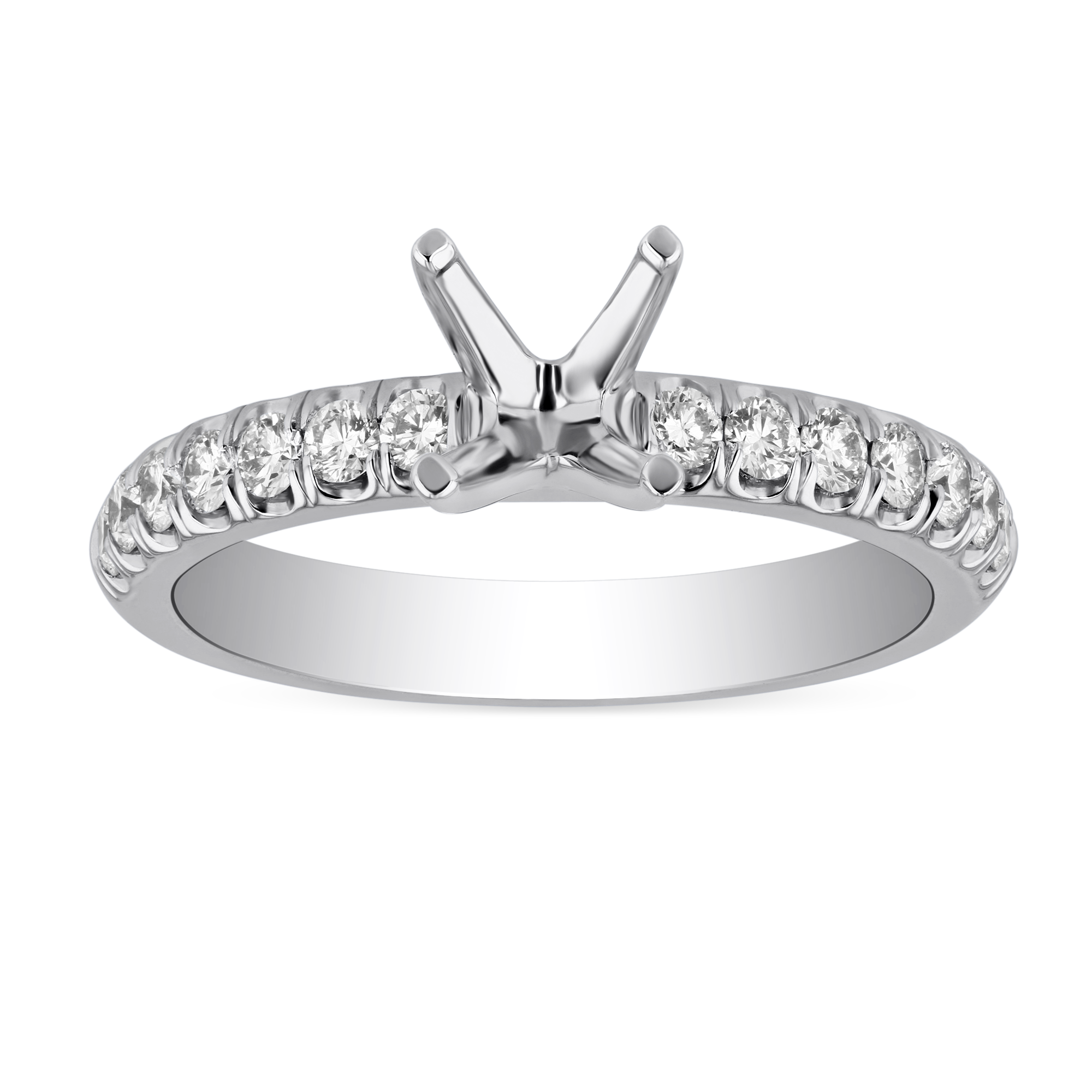 White Gold Diamond Shank Ring Setting, 0.35cttw