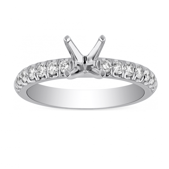 White Gold Diamond Shank Ring Setting, 0.35cttw