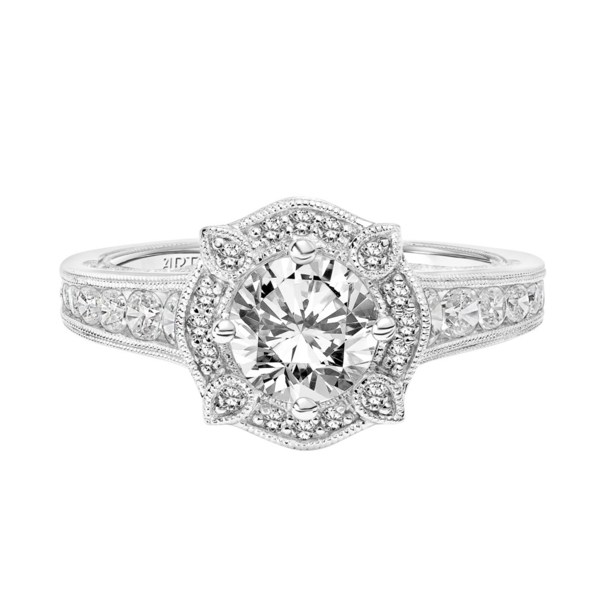 ArtCarved Liviana Diamond Filigree & Milgrain Ring Setting in White Gold