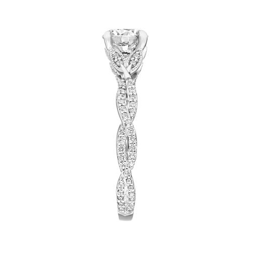 ArtCarved Diamond Twisted Shank Ring Setting in White Gold, 0.41 aptw