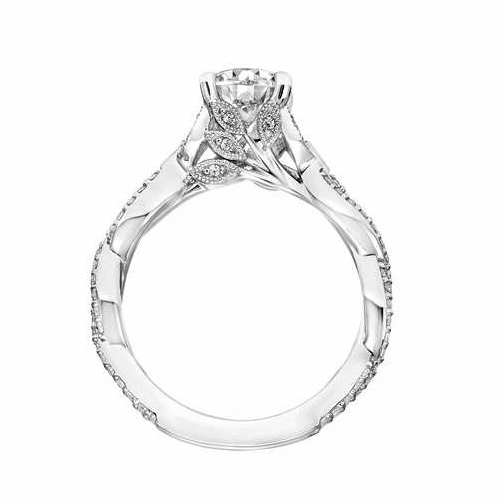 ArtCarved Diamond Twisted Shank Ring Setting in White Gold, 0.41 aptw