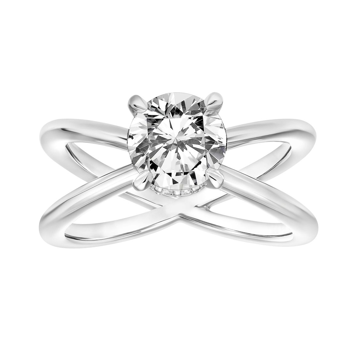 White Gold Diamond Solitaire Ring Setting With Diamond Collar