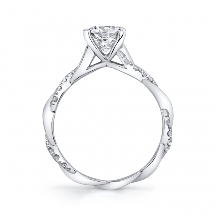 Half Diamond Twisted Shank Ring Setting in White Gold