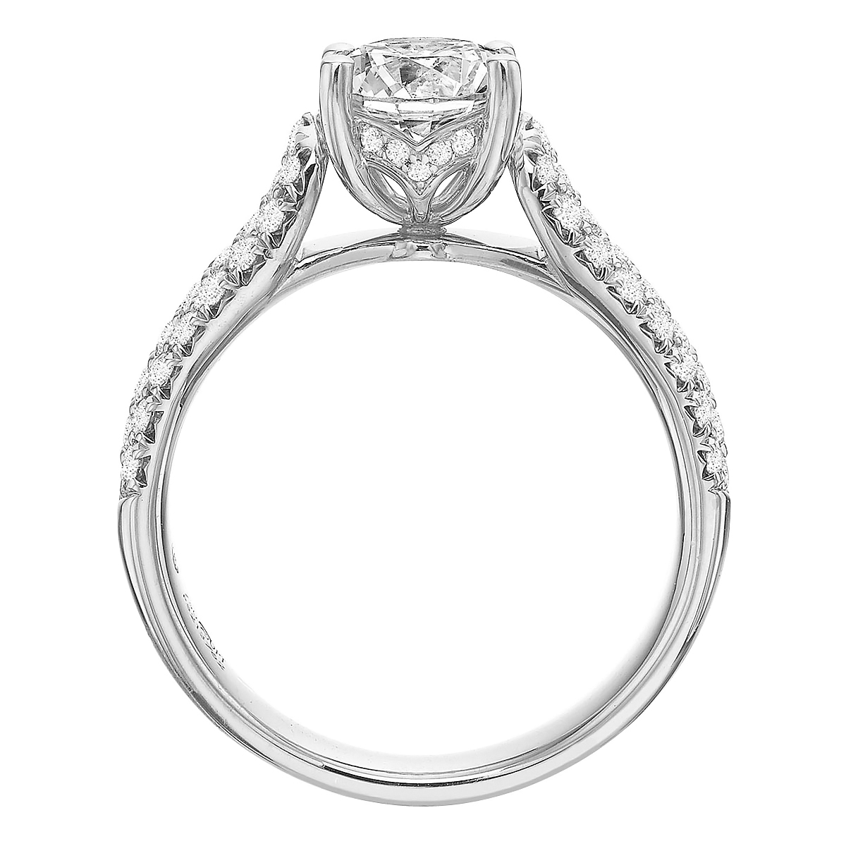 Diamond 3 Row Pavé Cathedral Ring Setting in White Gold