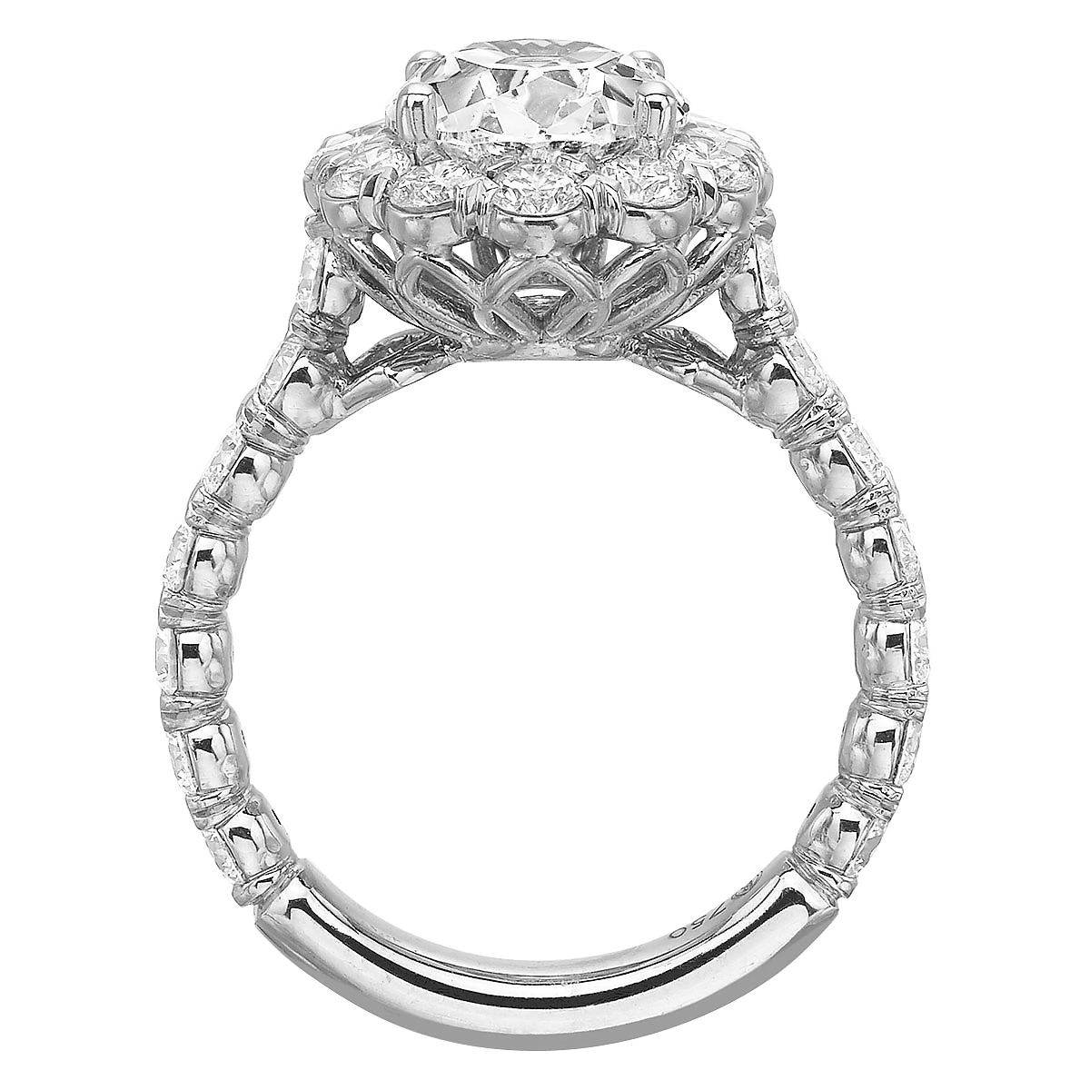 Diamond Oval Halo Ring Setting in White Gold