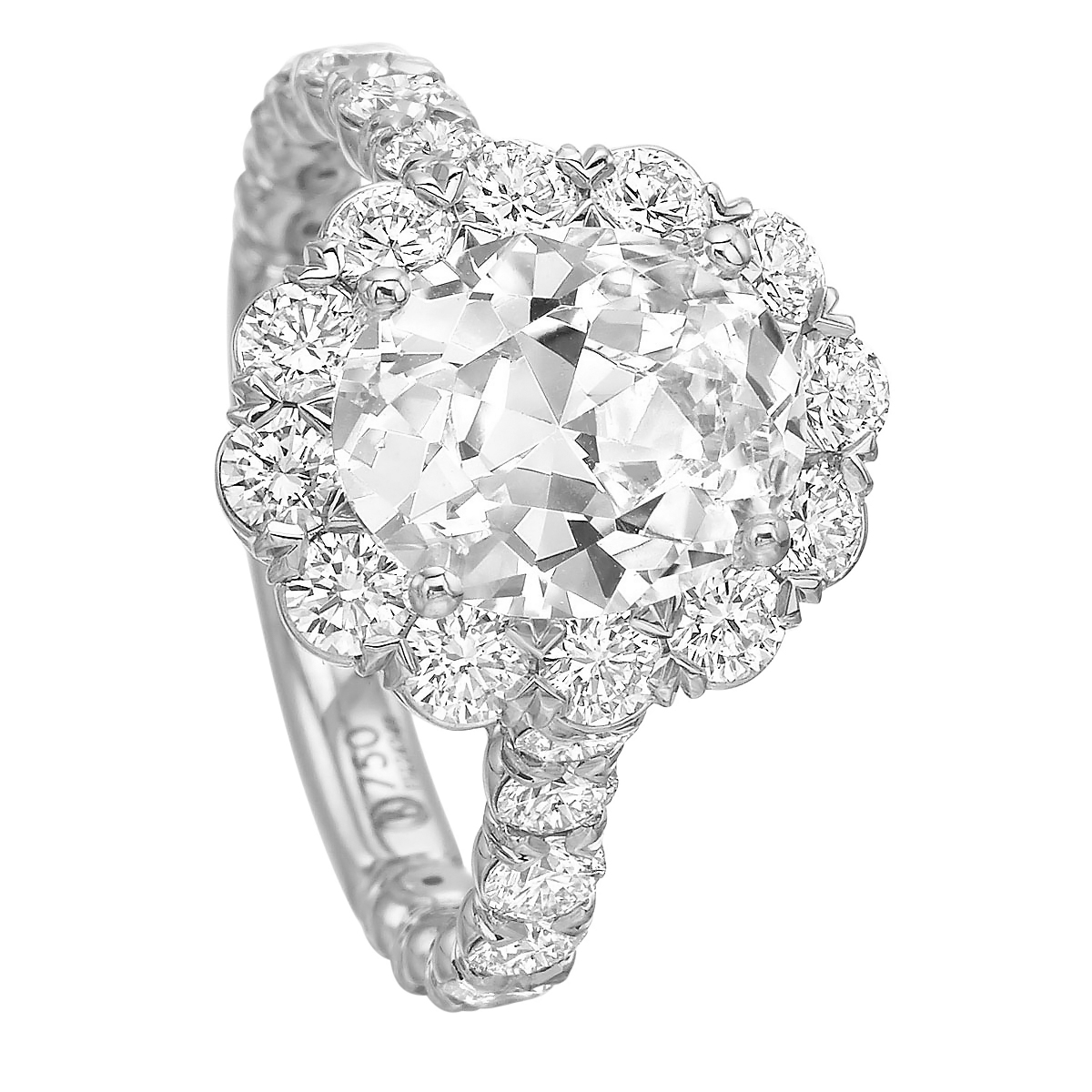 Diamond Oval Halo Ring Setting in White Gold