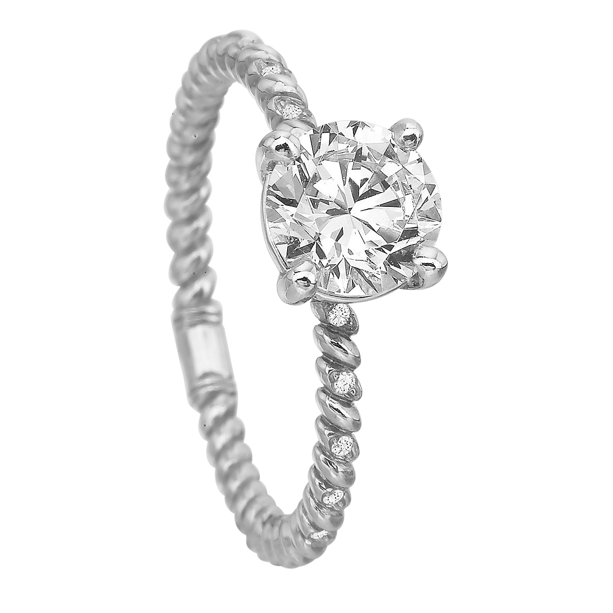 Diamond Alternating Thin Rope Pattern Ring Setting in White Gold ...