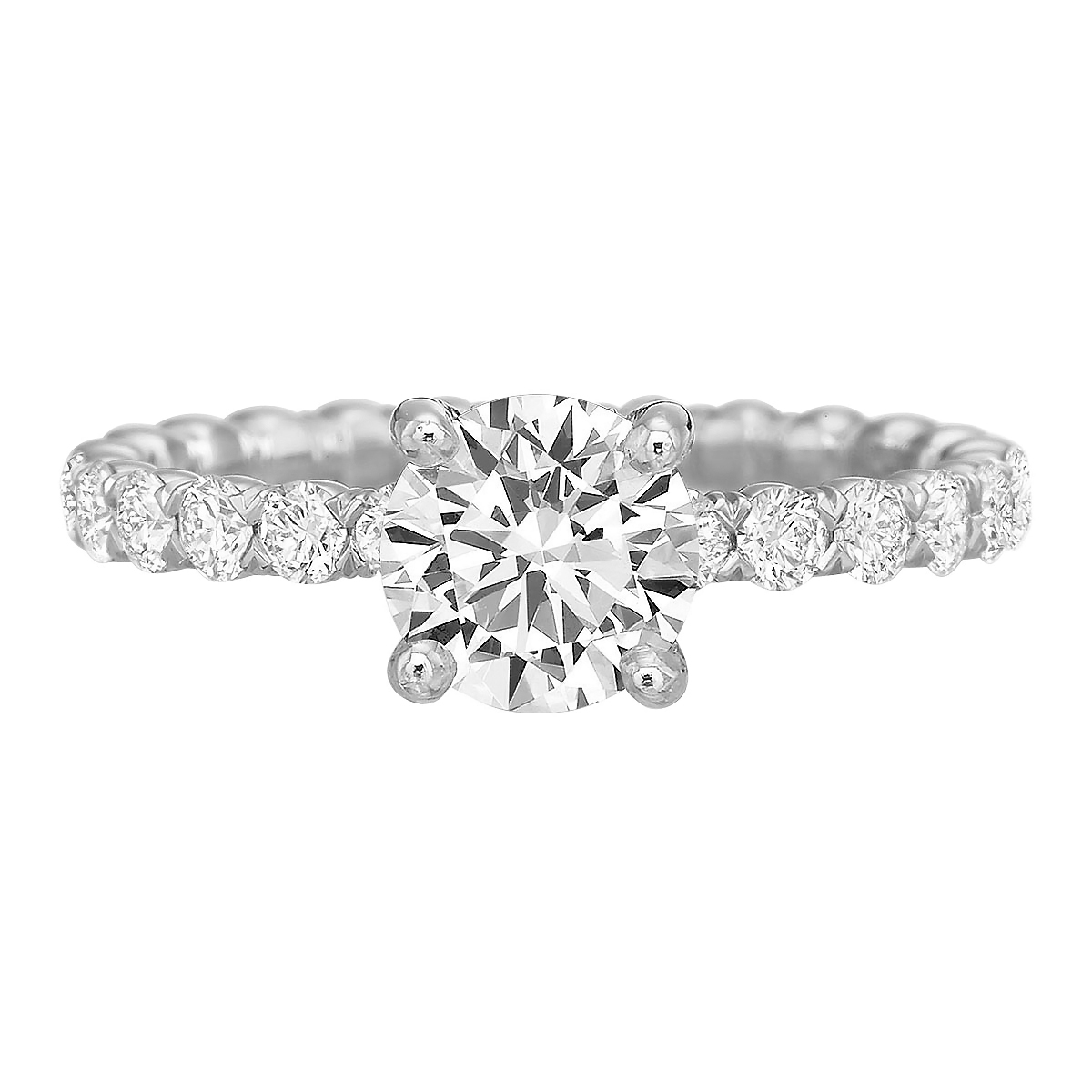 Diamond Beaded Shank Ring Setting in White Gold Borsheims