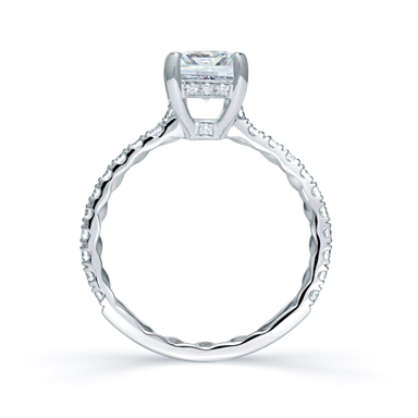 A. Jaffe 14K White Gold Diamond Shank & Basket Emerald Ring Setting, 0.45aptw