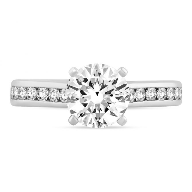 A. Jaffe 14K White Gold Diamond Channel Set Shank Ring Setting, 0.49aptw