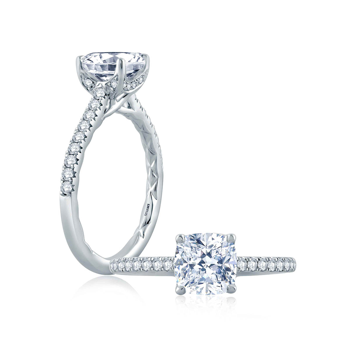 A. Jaffe 14K White Gold Diamond Shank & Basket Ring Setting, 0.27aptw