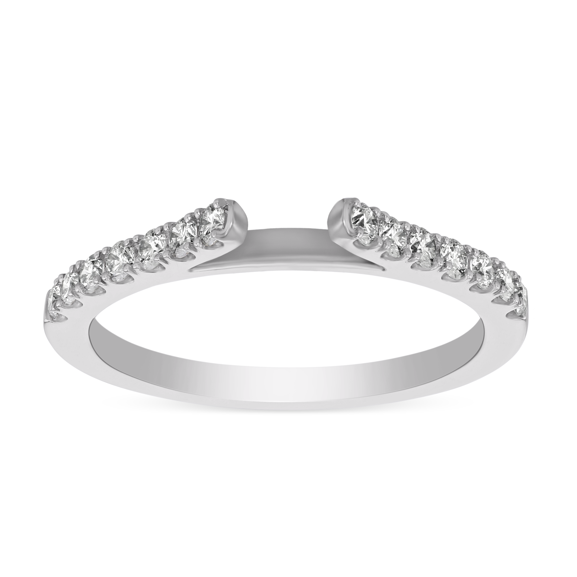 14K White Gold Diamond Shank Ring Setting, 0.30cttw
