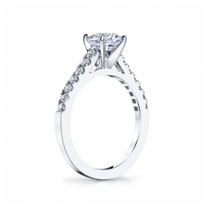 14K White Gold Diamond Shank Ring Setting, 0.30cttw