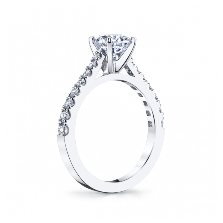 White Gold Diamond Tapered Shank Ring Setting, 0.37cttw