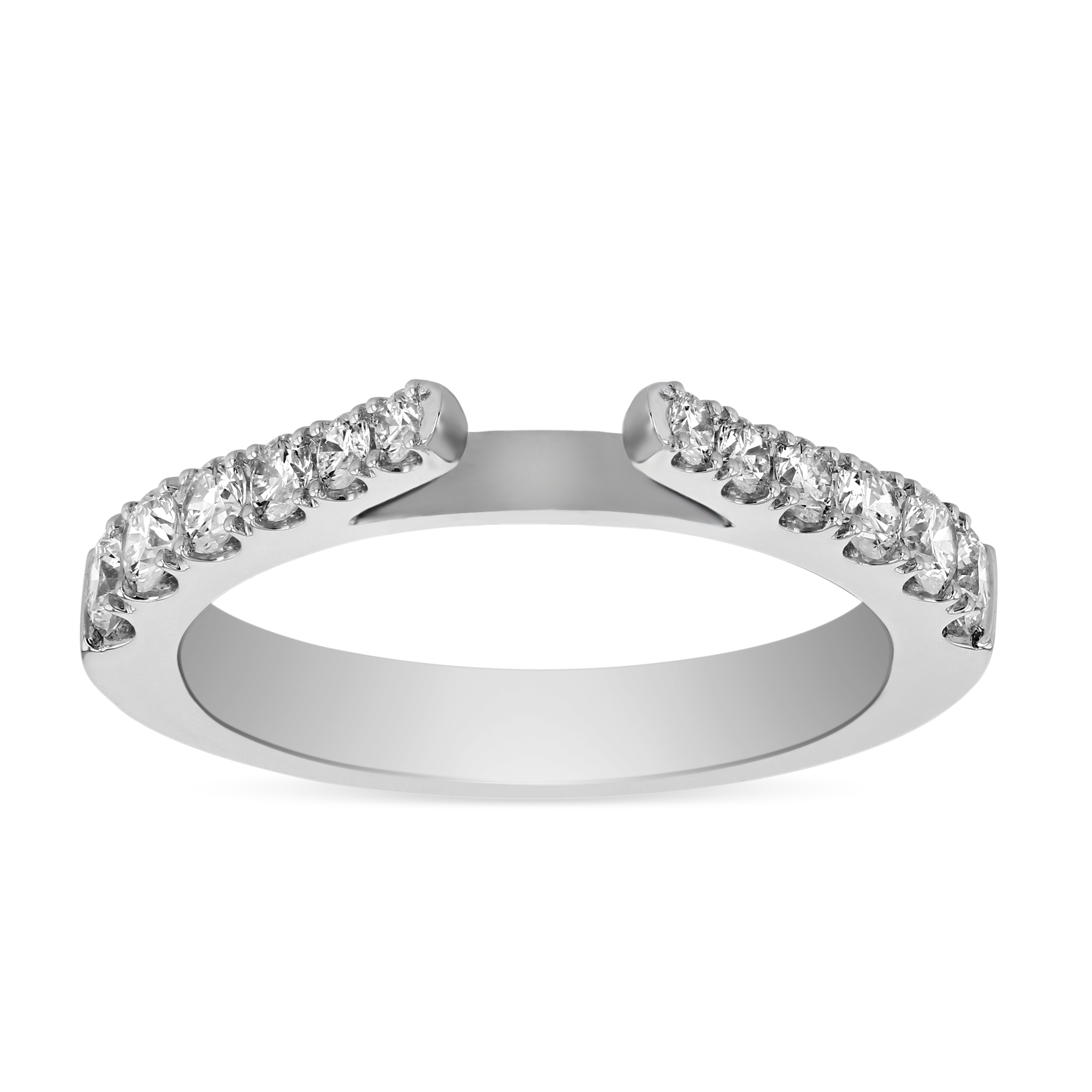 White Gold Diamond Tapered Shank Ring Setting, 0.56cttw