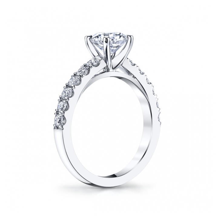 White Gold Diamond Shank Ring Setting, 0.39cttw