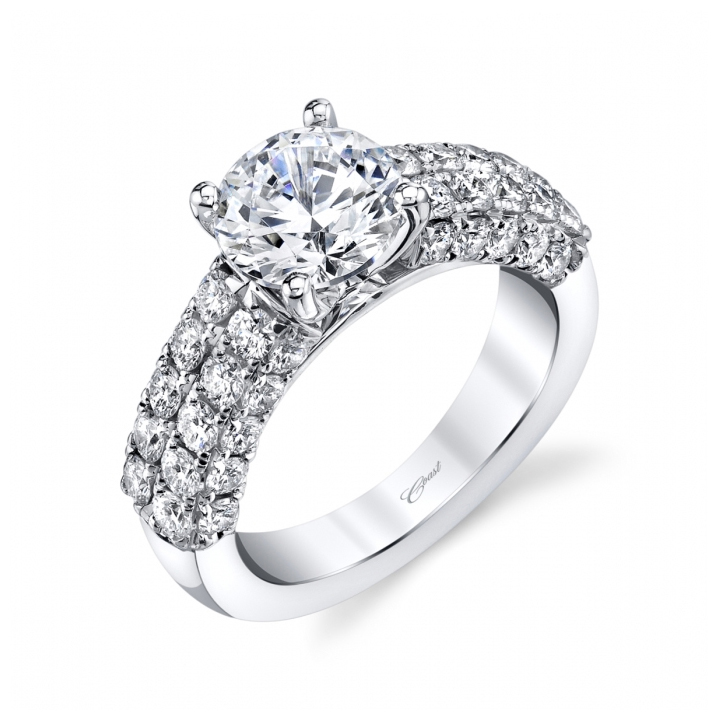 White Gold Diamond 3 Sided Ring Setting, 1.49cttw
