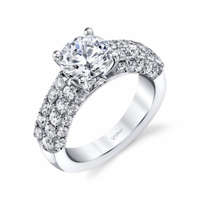White Gold Diamond 3 Sided Ring Setting, 1.49cttw