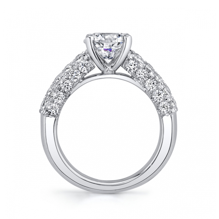 White Gold Diamond 3 Sided Ring Setting, 1.49cttw