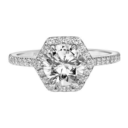 ArtCarved Lorelai Contemporary Diamond Hexagon Halo Ring Setting in White Gold