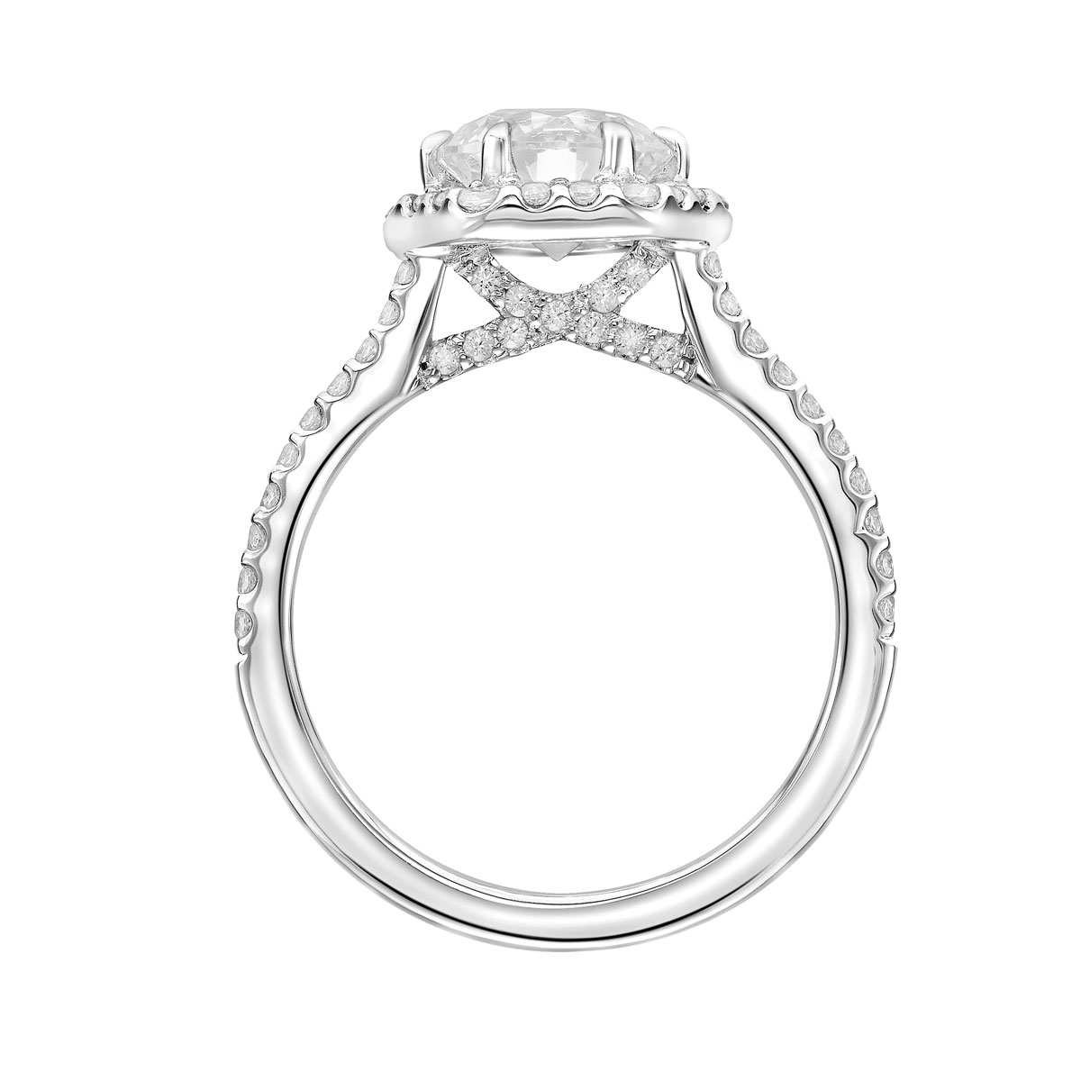 ArtCarved Lorelai Contemporary Diamond Hexagon Halo Ring Setting in White Gold