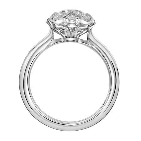 ArtCarved Floral Diamond Halo Ring Setting with Diamond Gallery in White Gold