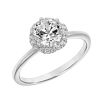 Diamond Halo Engagement Ring Setting with Petite Plain Shank in White Gold
