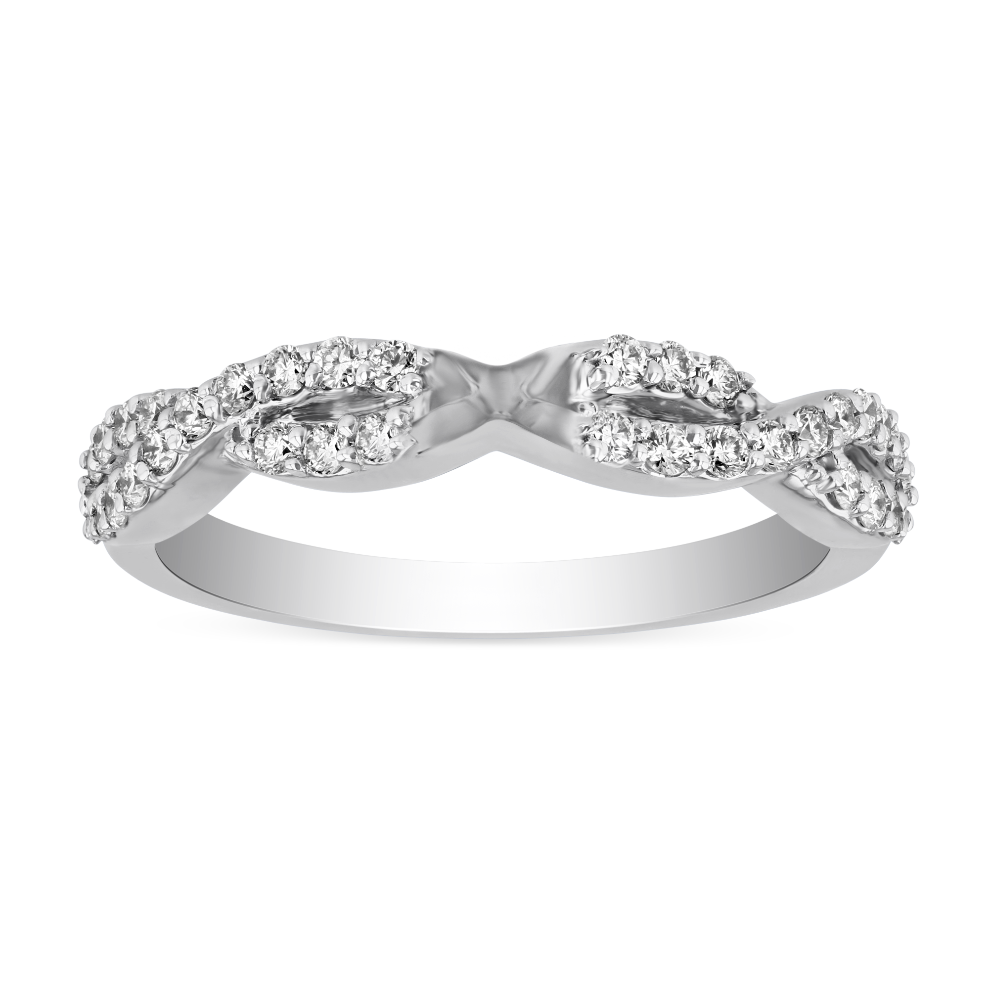 White Gold Round Diamond Crossover Shank  Ring Setting