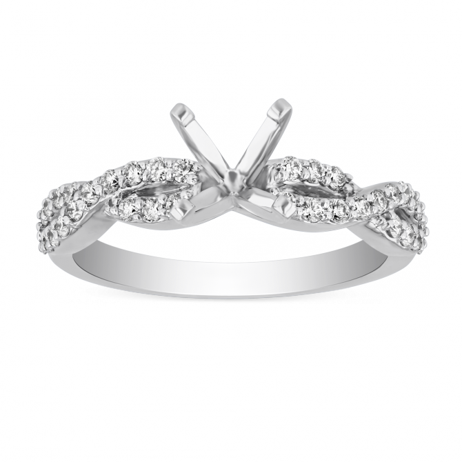 White Gold Round Diamond Crossover Shank Ring Setting Borsheims