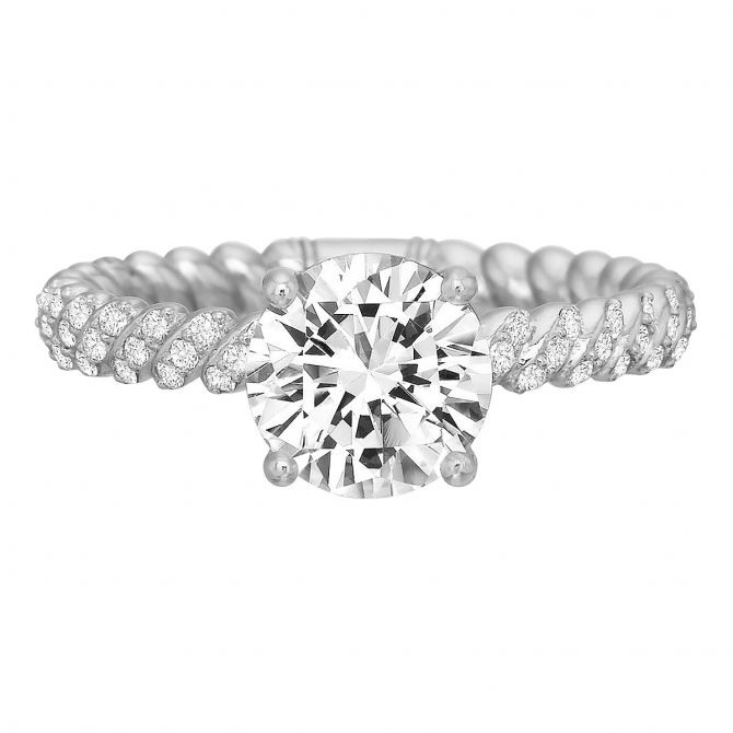 Diamond Rope Pattern Ring Setting in White Gold