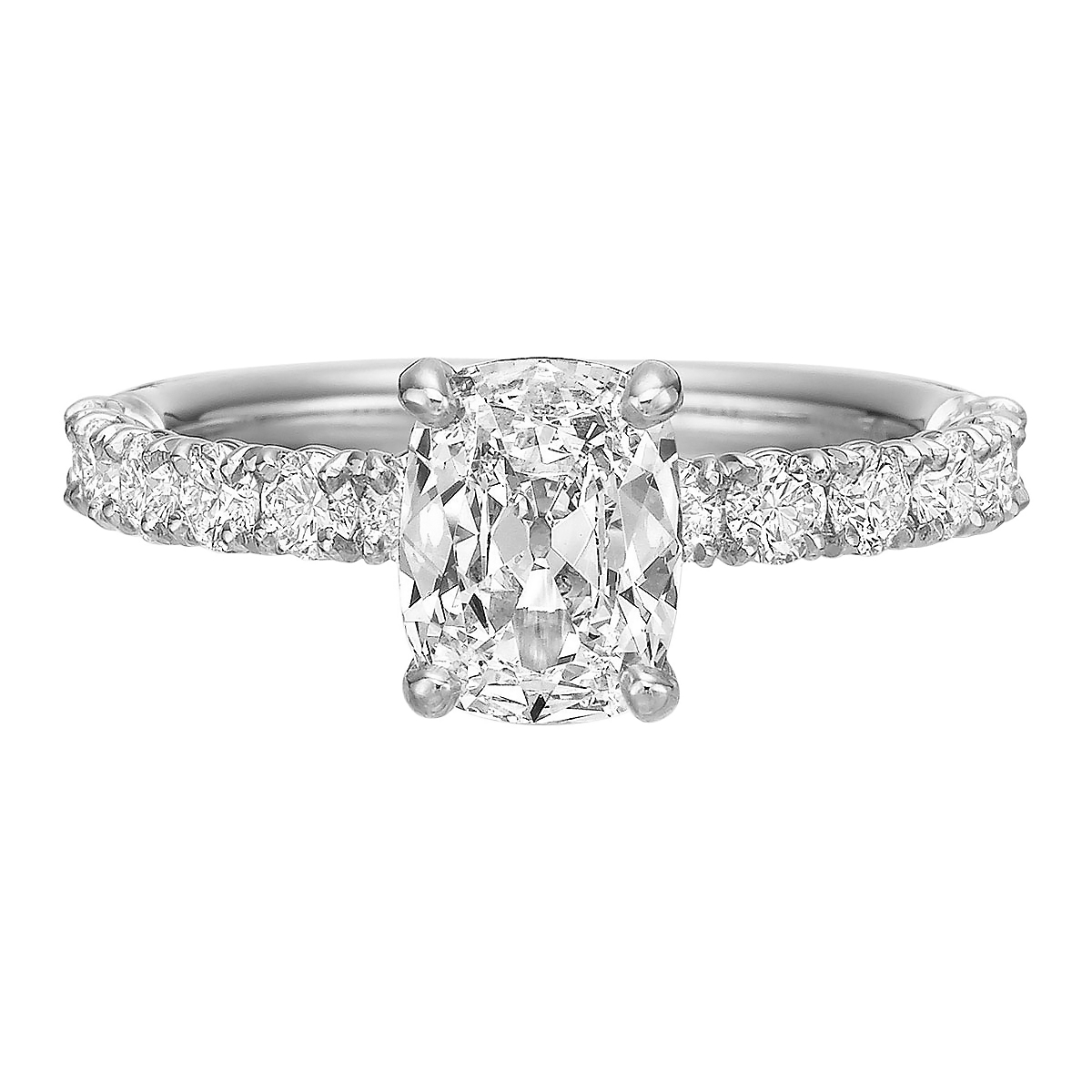 Diamond Trellis Ring Setting with Oval Head in White Gold