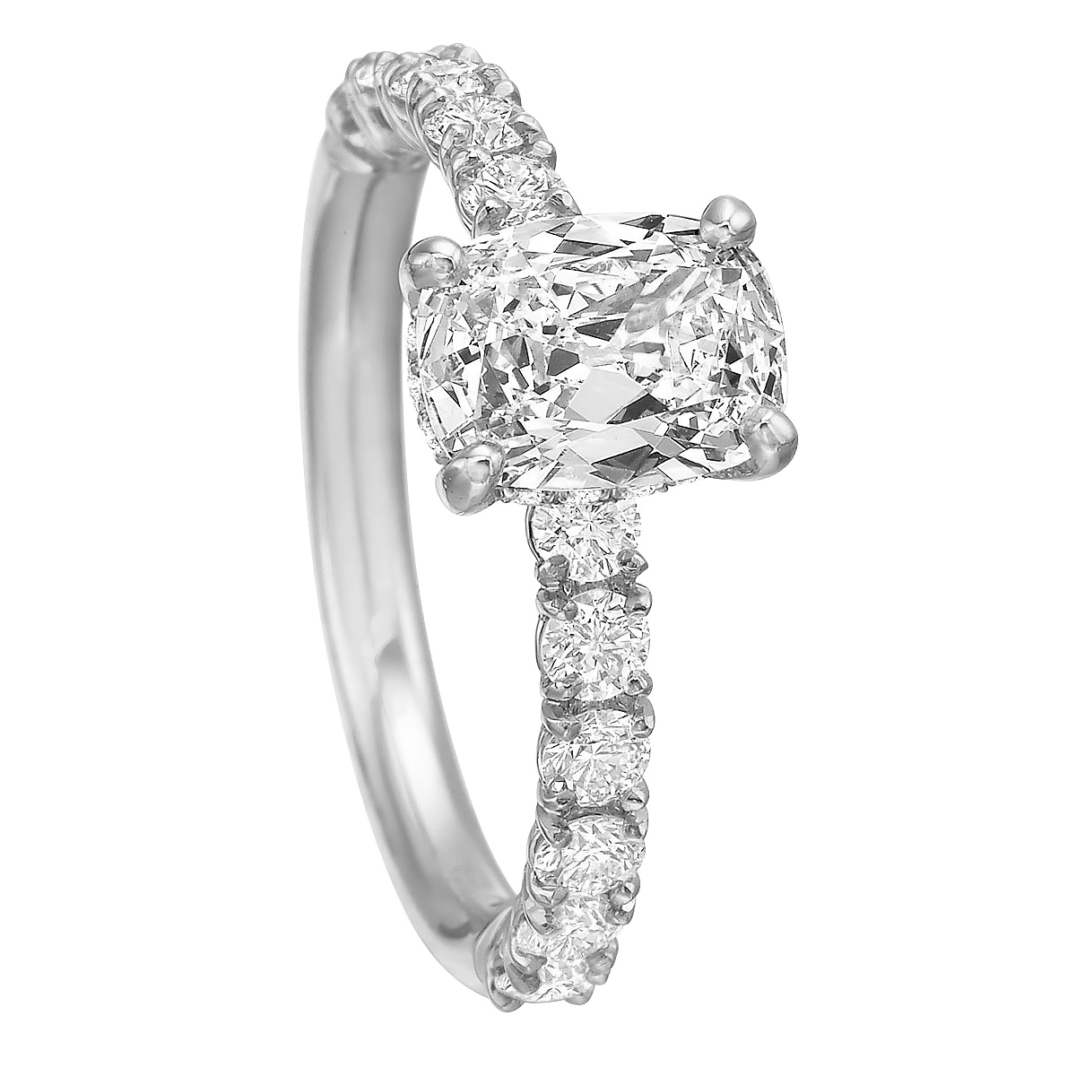 Diamond Trellis Ring Setting with Oval Head in White Gold