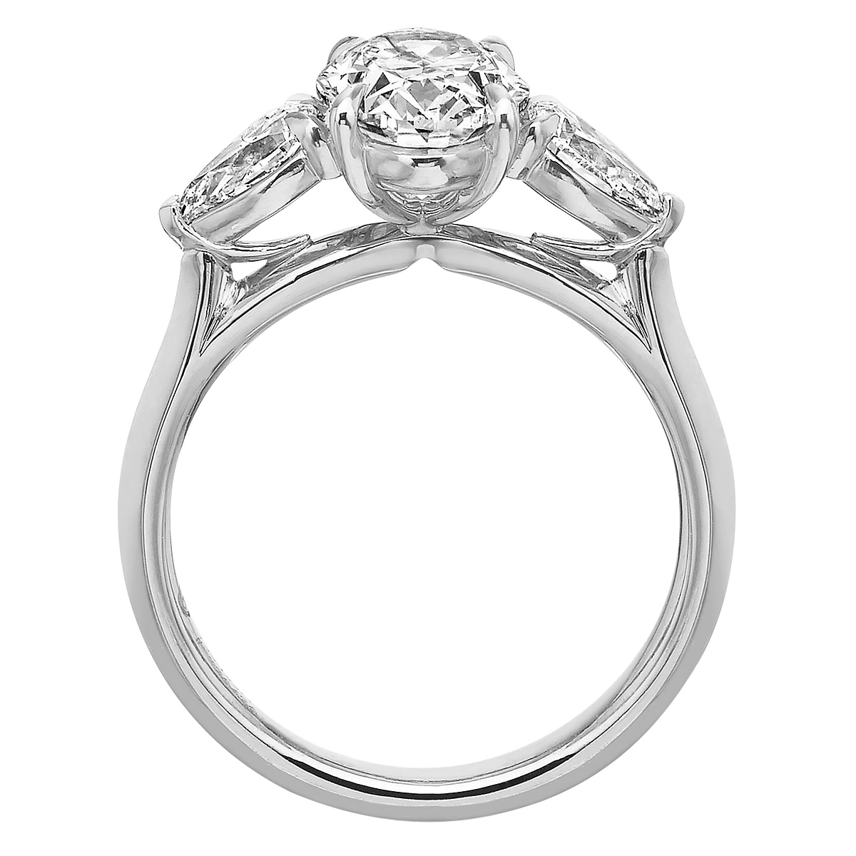 Diamond 3 Stone Beveled Ring Setting in White Gold