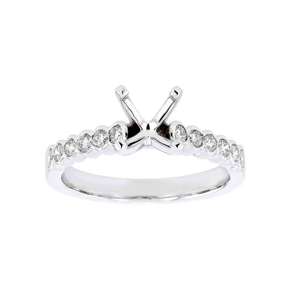 White Gold Diamond Bezel Set Ring Setting