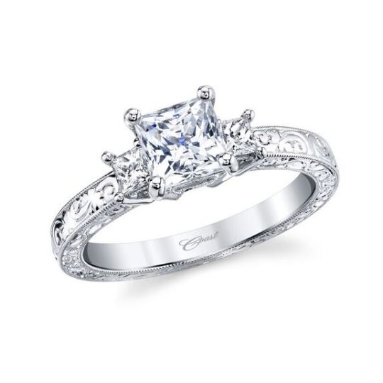princess cut diamond with side stones