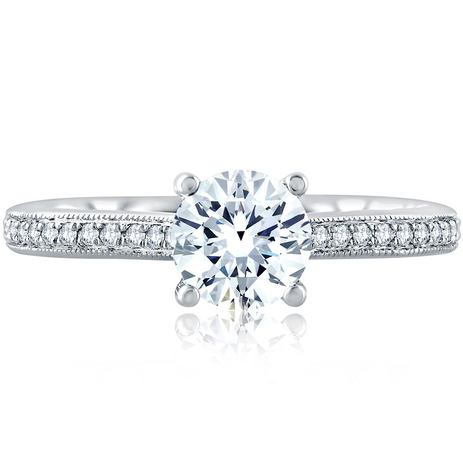 A. Jaffe Diamond Bead & Bright Set Ring Setting in White Gold