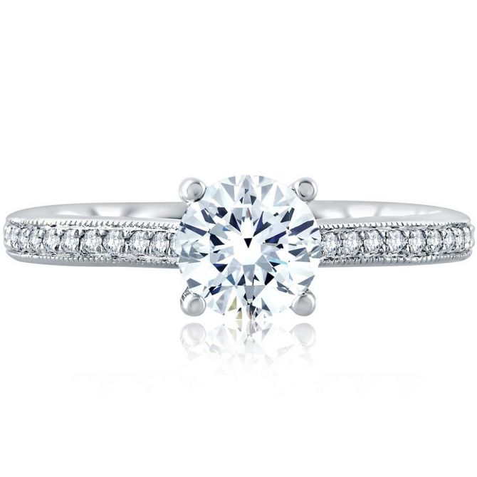 A. Jaffe Diamond Bead & Bright Set Ring Setting in White Gold