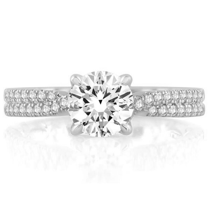 A. Jaffe Diamond 2 Row Criss Cross Ring Setting in White Gold with Quilted Inner Shank