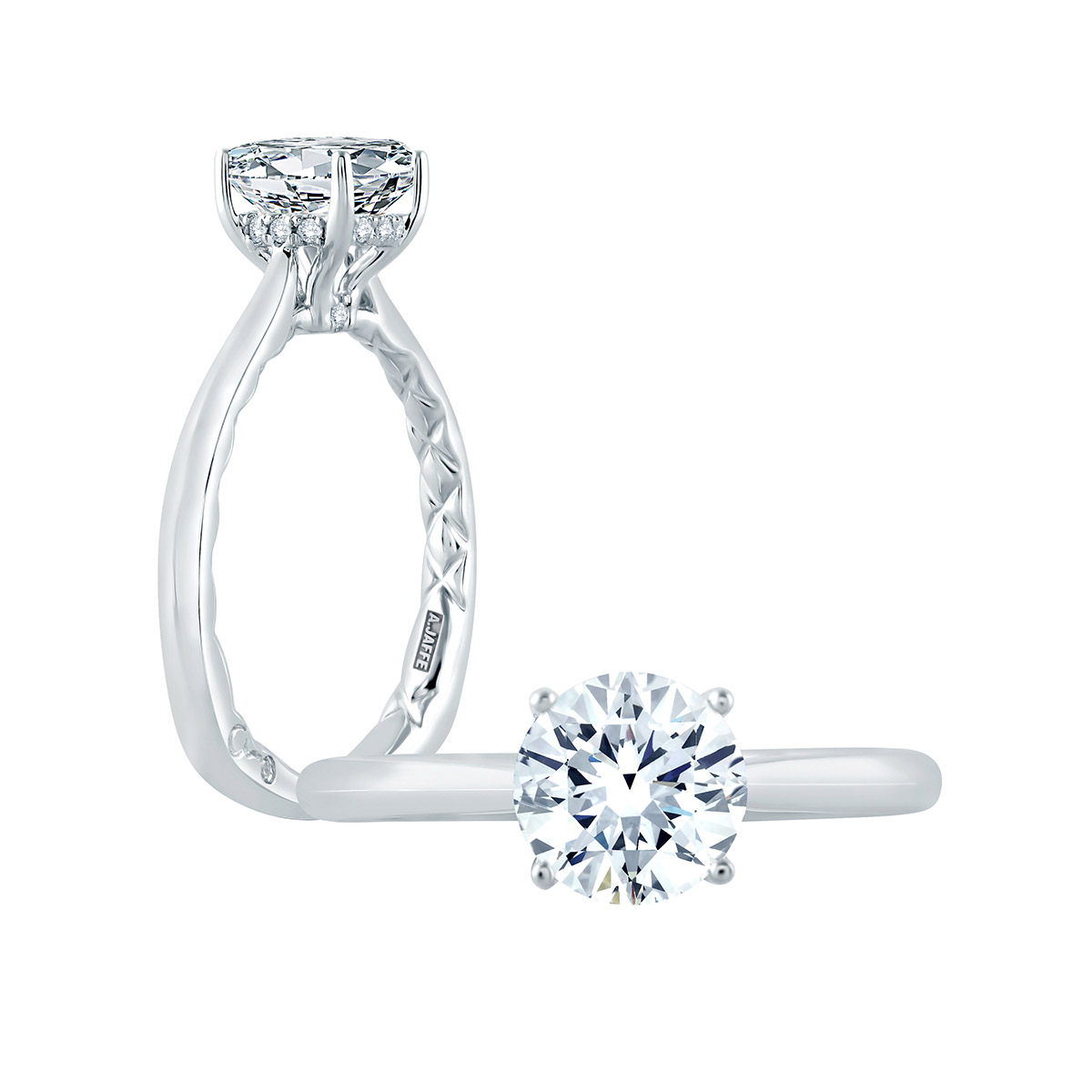 A. Jaffe Solitaire Engagement Ring Setting in White Gold with Peekaboo Diamond Gallery
