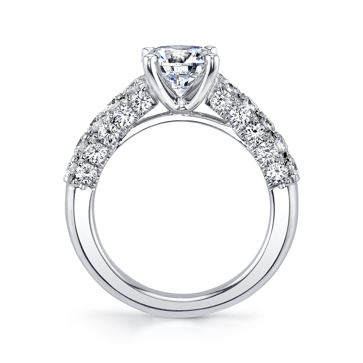 White Gold Diamond 3 Row Ring Setting