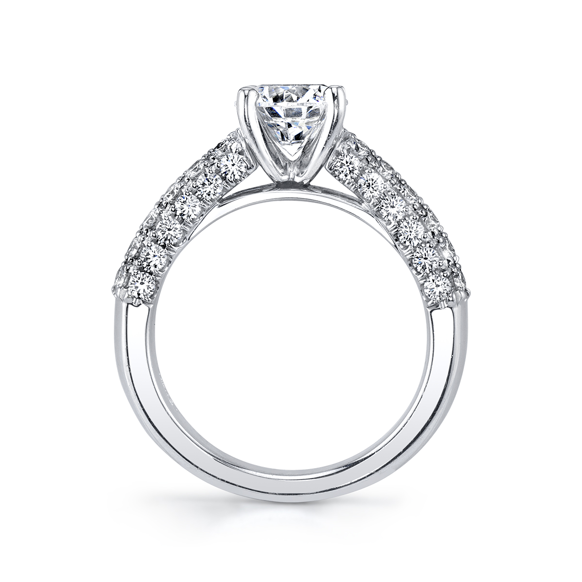 14K White Gold Diamond 4 Row Ring Setting