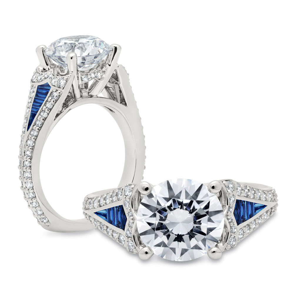 Peter Storm Sapphire & Diamond Tapered Bold Ring Setting in White Gold