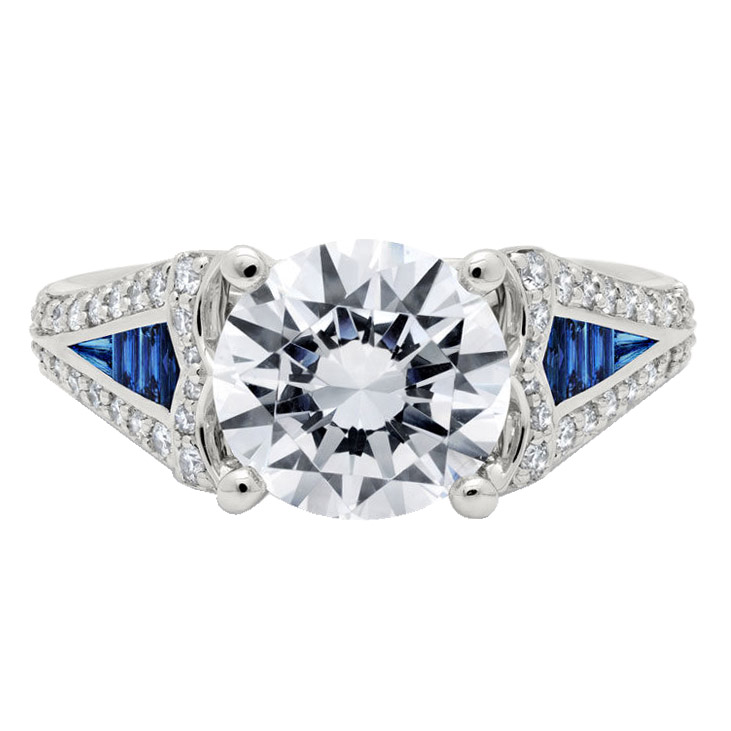 Peter Storm Sapphire & Diamond Tapered Bold Ring Setting in White Gold