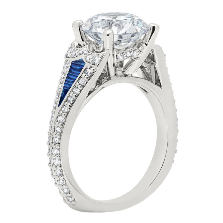 Peter Storm Sapphire & Diamond Tapered Bold Ring Setting in White Gold