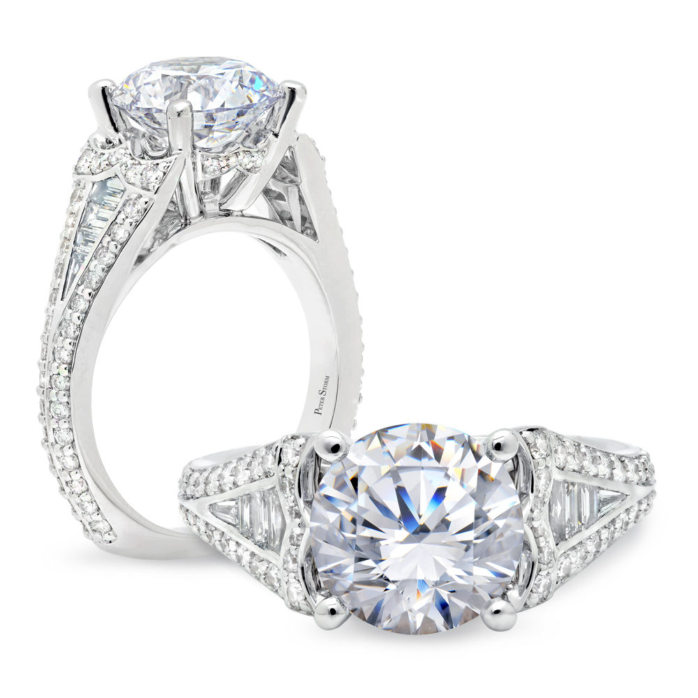 Peter Storm Baguette & Round Diamond Tapered Ring Setting in White Gold