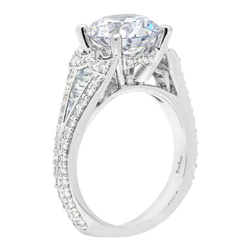 Peter Storm Baguette & Round Diamond Tapered Ring Setting in White Gold