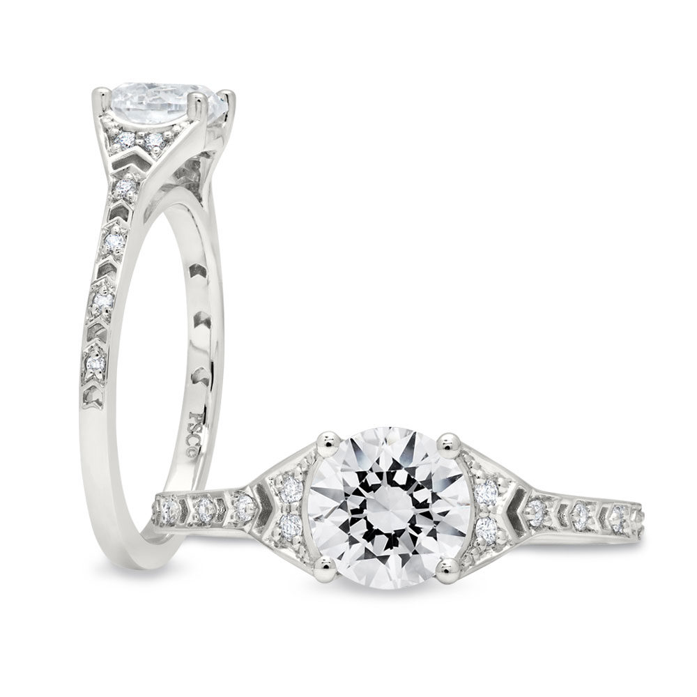Peter Storm Diamond Deco Patterned Ring Setting in White Gold